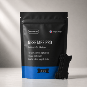 Nesestrips Nesetape Pro str. Medium, sort pose med 30 stk neseteip til søvn og trening