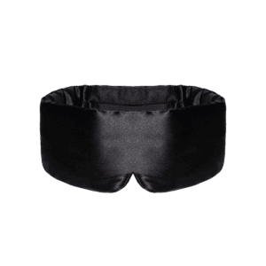 Silkesovemaske i sort med 100 prosent silke mot huden