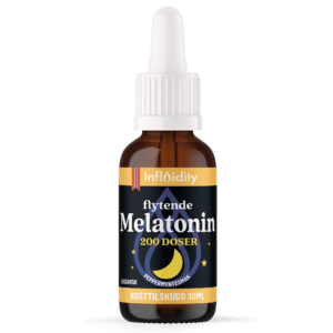 Flaske med Influidity Flytende Melatonin 200 doser – flytende melatonin kosttilskudd for å redusere innsovningstid