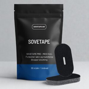 Sovetape Pro munnteip med pustehull som gir tryggere bruk og bedre pust under søvn