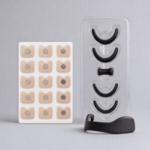 Magnetisk Nesestrips Pro startpakke med fire bøylestørrelser og magnetiske nesestrips tabs